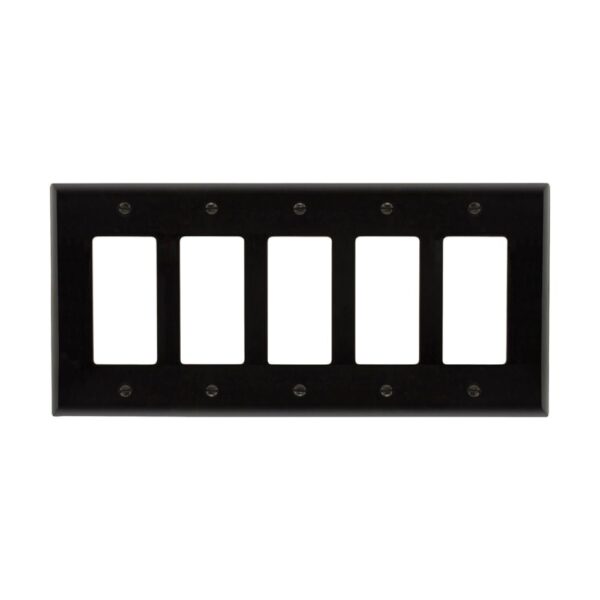 BLACK WALLPLATE MID SIZE 5 GANG PJ265BK EATON