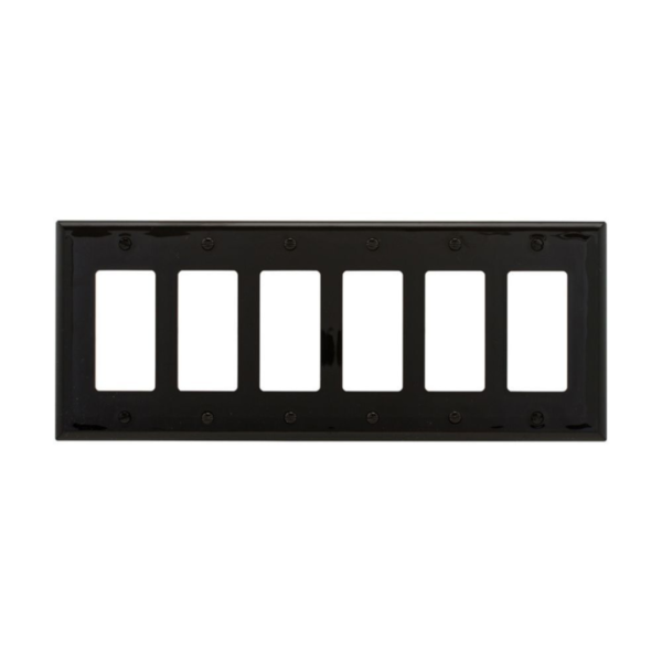 EATON BLACK WALLPLATE MID SIZE 6 GANG PJ266BK