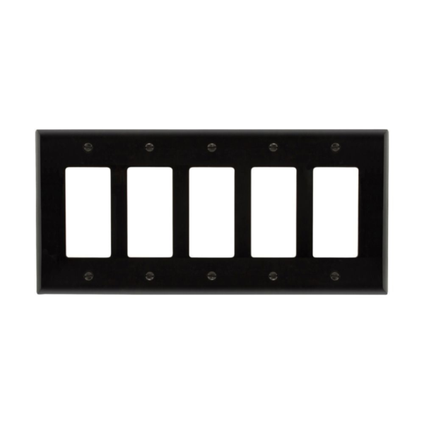 EATON BLACK WALLPLATE MID SIZE 5 GANG PJ265BK