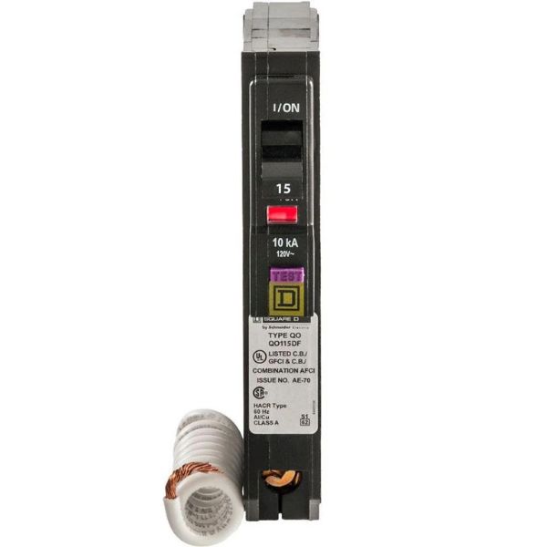Combination AFCI + GFCI 15A Single Pole Breaker Square D (QO115DF)