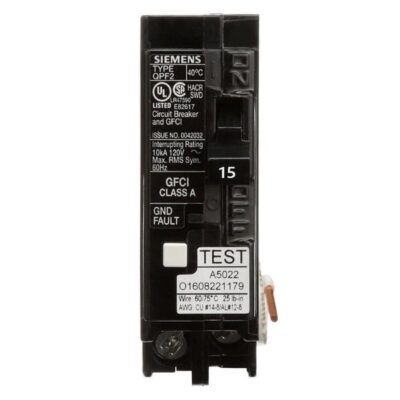 GFCI 15A Single Pole Circuit Breaker 120/240V Siemens (QF115A)