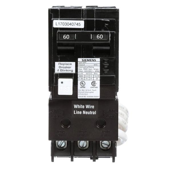 GFCI 60A Double Pole Circuit Breaker 120/240V Siemens (QF260A)