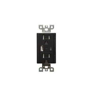 Black Usb A+C Type TR Recep 20A 125V VT (BAA 015D)