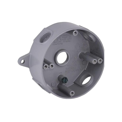 WPF 1/2″ K.O.ROUND GREY BOX WITH COVER (RBK550S)