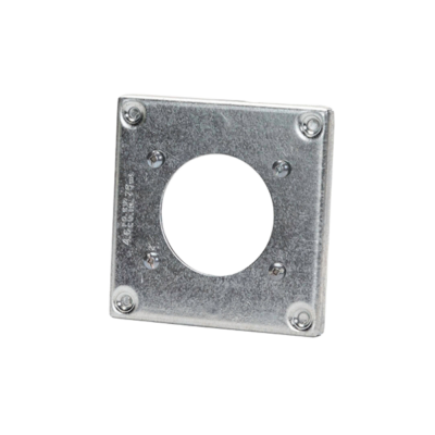 Square Cover 4″ Single Rnd Recep W/ 2.5″ Outlet